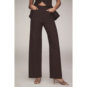 New Anthropologie The Colette Linen Full-Length Wide-Leg Pants Brown 29